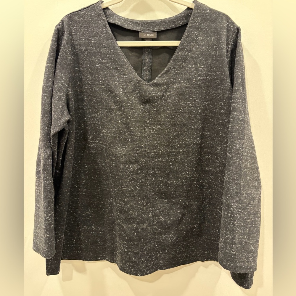 J. Jill Wearever Collection Heathered Charcoal V-Neck Long Sleeve Top petite